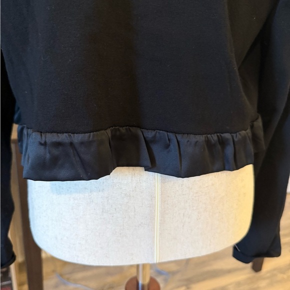 LOFT |  Black Ruffle Trim Cardigan Large - Picture 3 of 4